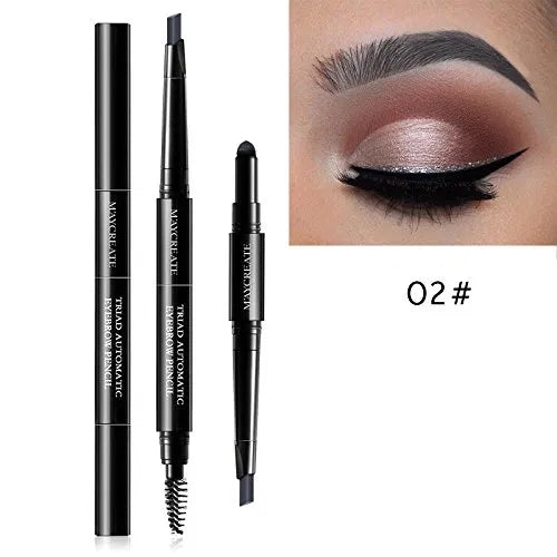 Black brown 3-in-1 eyebrow makeup set with waterproof brow pencil, powder, and brush for women, includes eyebrow kit tools.