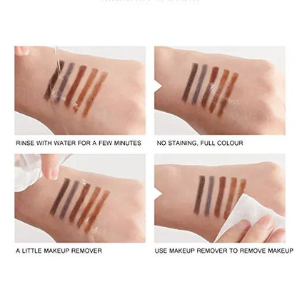 Black brown 3-in-1 eyebrow makeup set for women featuring waterproof brow pencil, powder, and brush for natural-looking eyebrows.