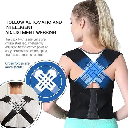 Adjustable back brace posture corrector by 26041, designed for men and women, with a muscle toning belt and invisible support.