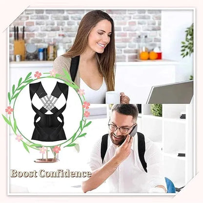 Adjustable back brace posture corrector belt for men and women, muscle toning belt, discreet and supportive.