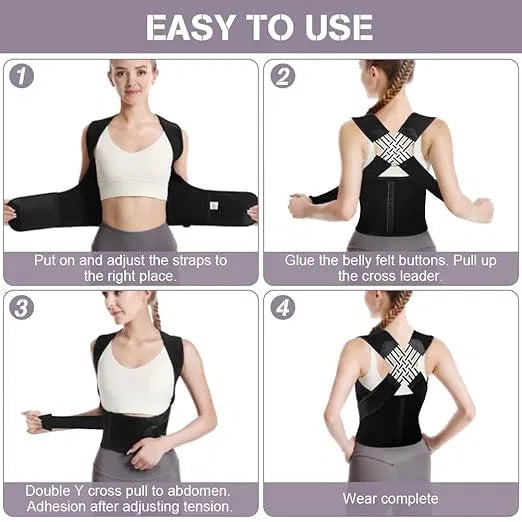Adjustable back posture corrector belt by 26041, designed for men and women to improve posture and support muscle toning.
