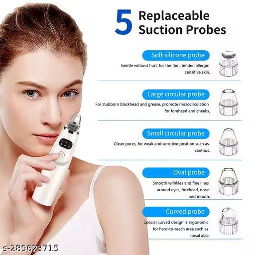 Derma suction vacuum skin cleanser and blackhead remover tool with 4-in-1 multi-function design for skin treatment and pimple removal.