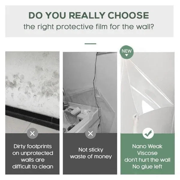 Set of two transparent self-adhesive electrostatic wall protection films, ideal for wall stickers and murals.
