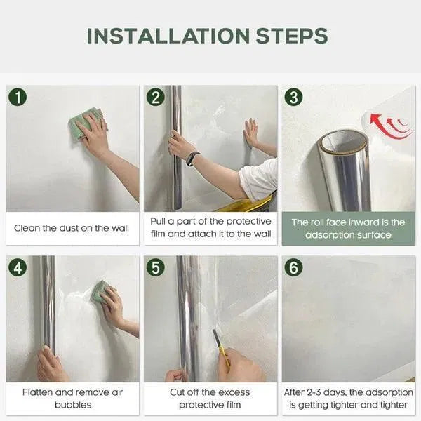 Pack of two transparent, self-adhesive electrostatic wall protection films, ideal for wall stickers and murals.
