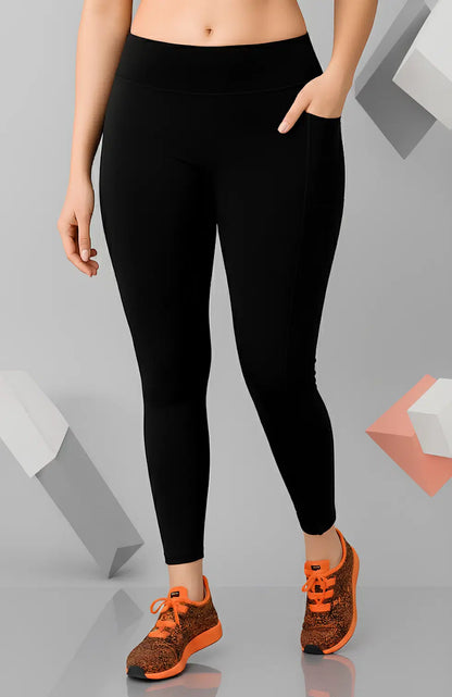 Black women's yoga pants from 26056, designed for girls' pants, featuring comfortable stretch fabric and a slim fit.