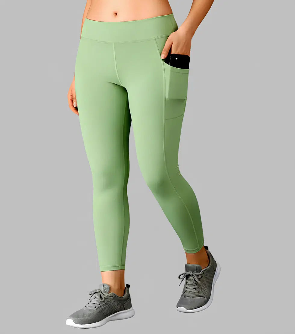 Girls' yoga pant from 26056 in pista green, featuring comfortable, stretchy fabric ideal for active wear.