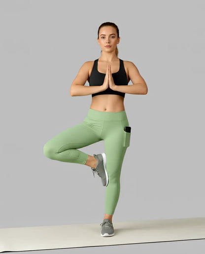 Girls' yoga pants by 26056, in pista green, size 2XL, featuring comfortable, stretchy fabric suitable for active wear.
