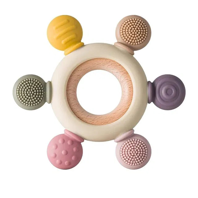Soft silicone baby teether from 26072, designed for soothing gums and easy grip, shown on a neutral background.
