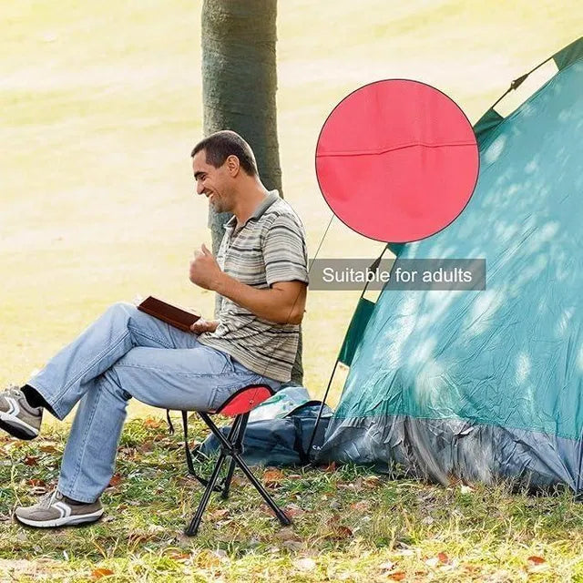 Compact portable mini tripod stool from 26072 camping survival kits, ideal for outdoor seating and lightweight camping adventures.