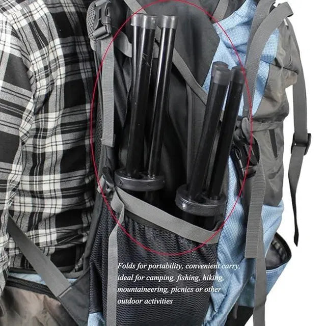 Portable mini tripod stool from 26072 camping survival kits, compact seat with foldable design for outdoor use.
