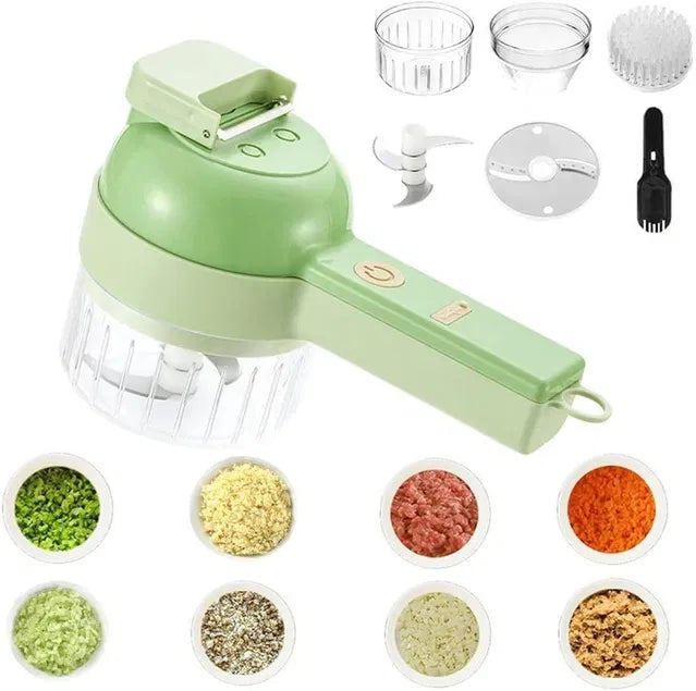 Electric vegetable cutter set with egg cutters from 26072, featuring four-in-one portable design for versatile kitchen use.