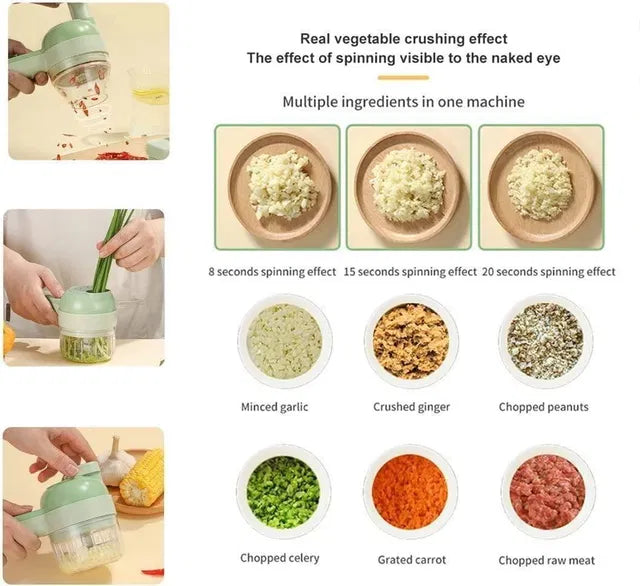 Electric vegetable cutter set by 26072 with egg cutter attachment, portable and versatile for kitchen food prep.