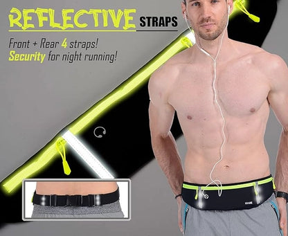 Slim running belt and workout fanny pack for men and women, with pocket for Apple iPhone, made by 26072.