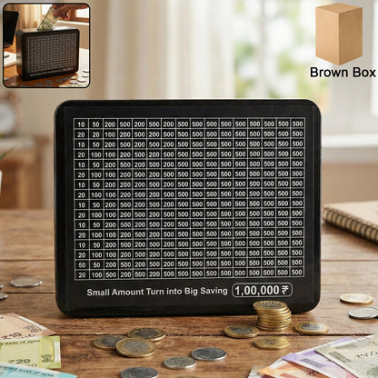 Wukusy reusable savings tracker money box, transparent with labeled compartments for organizing savings and coins.