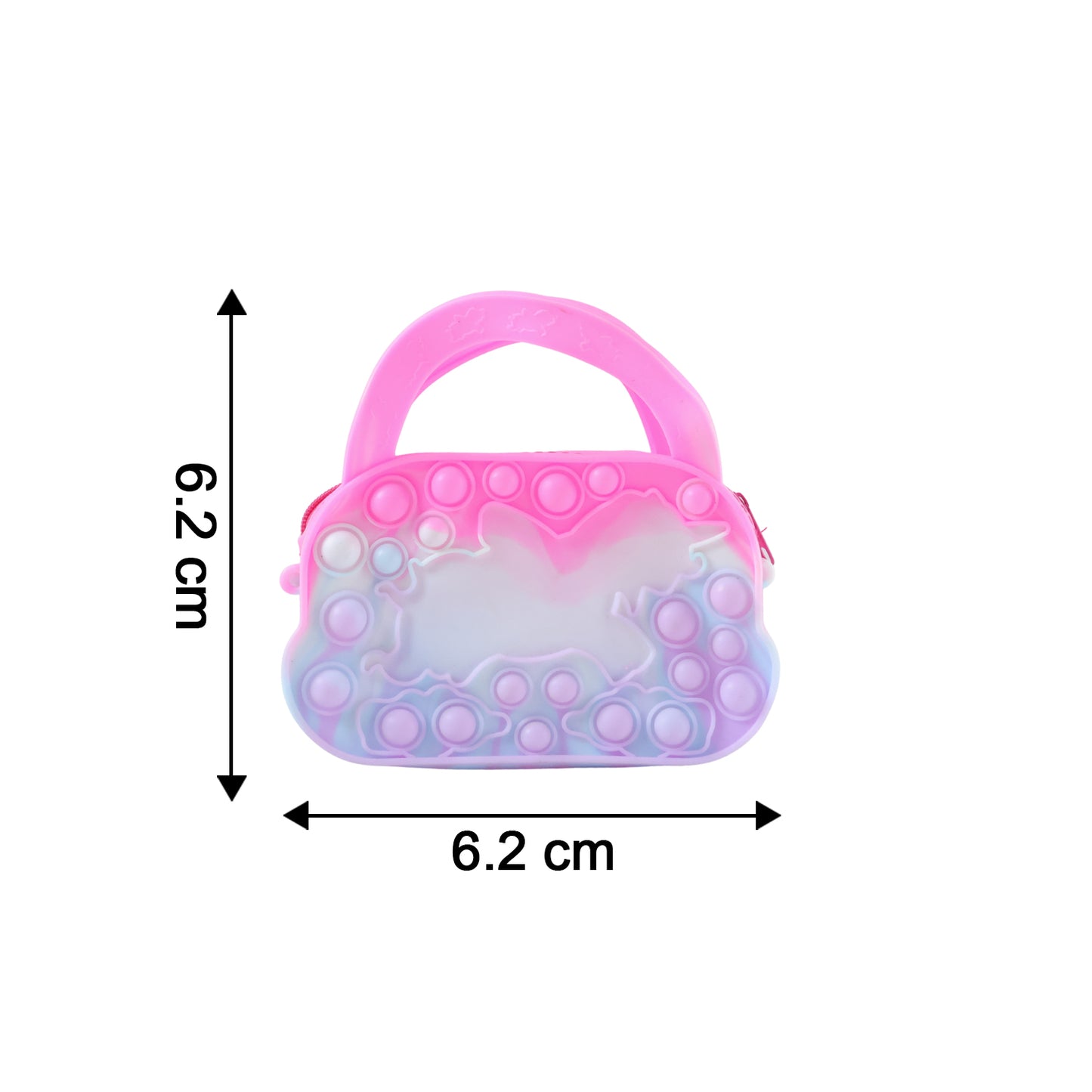 Wukusy silicone Pop It coin purse with zipper and handle, colorful and flexible for easy storage and fun sensory play.