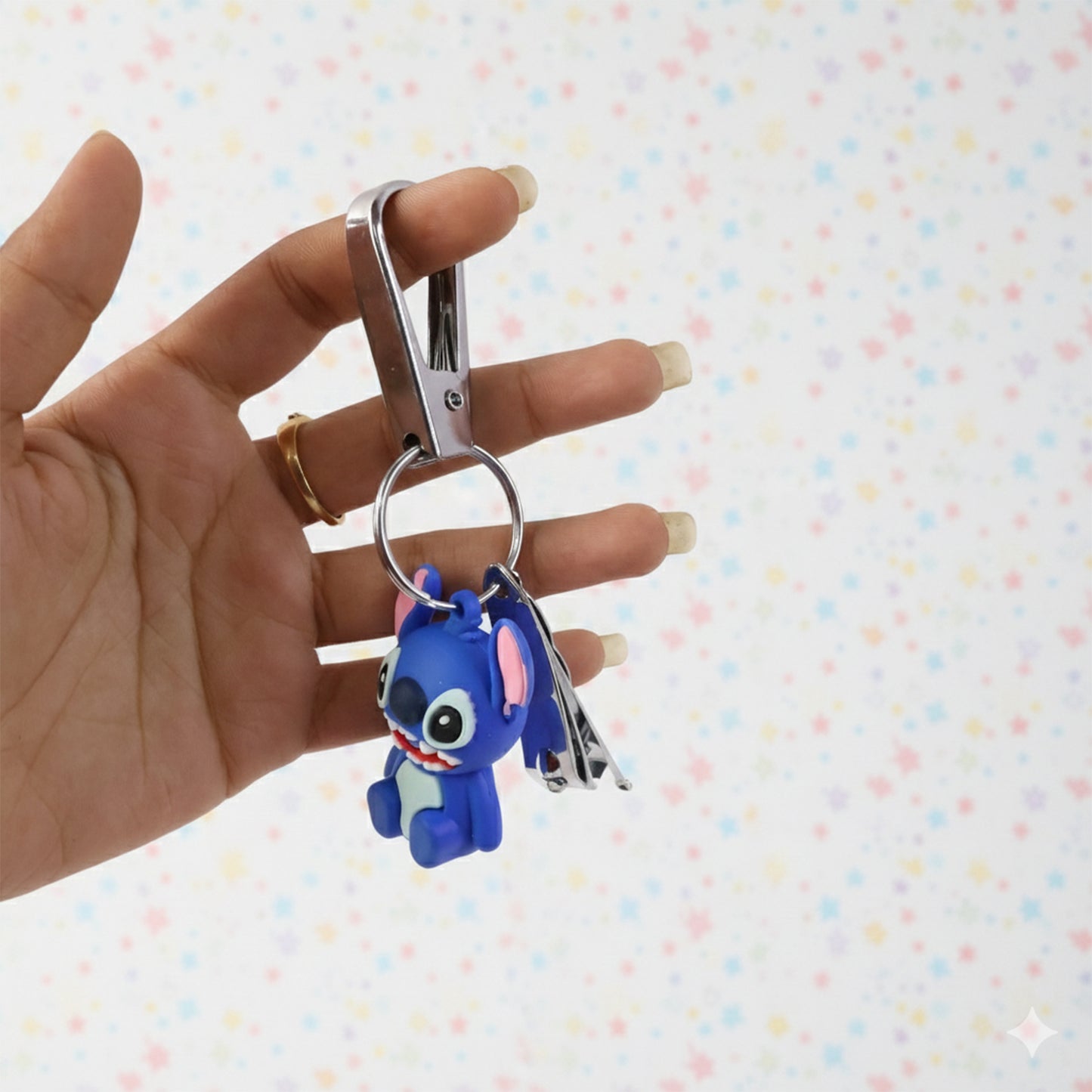 Wukusy cartoon nail cutter keychain with mini nail clipper, featuring colorful mix design and compact portable style.