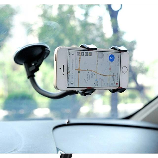 Wukusy 282 small cell phone holder with adjustable grip, black plastic and silicone design for secure phone support
