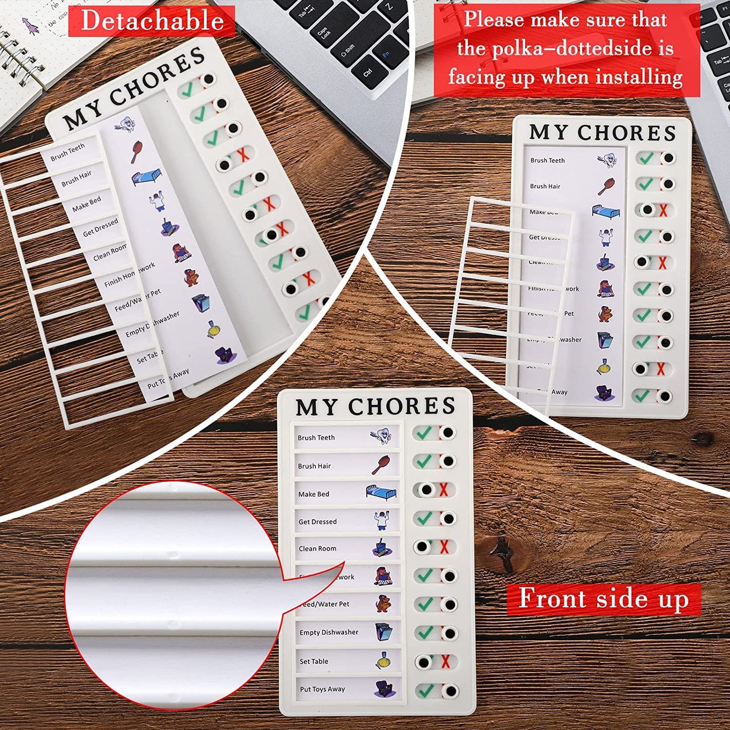 Wukusy 20x12cm portable My Chores home note board for planning and reminders, featuring colorful magnets and writing surface.