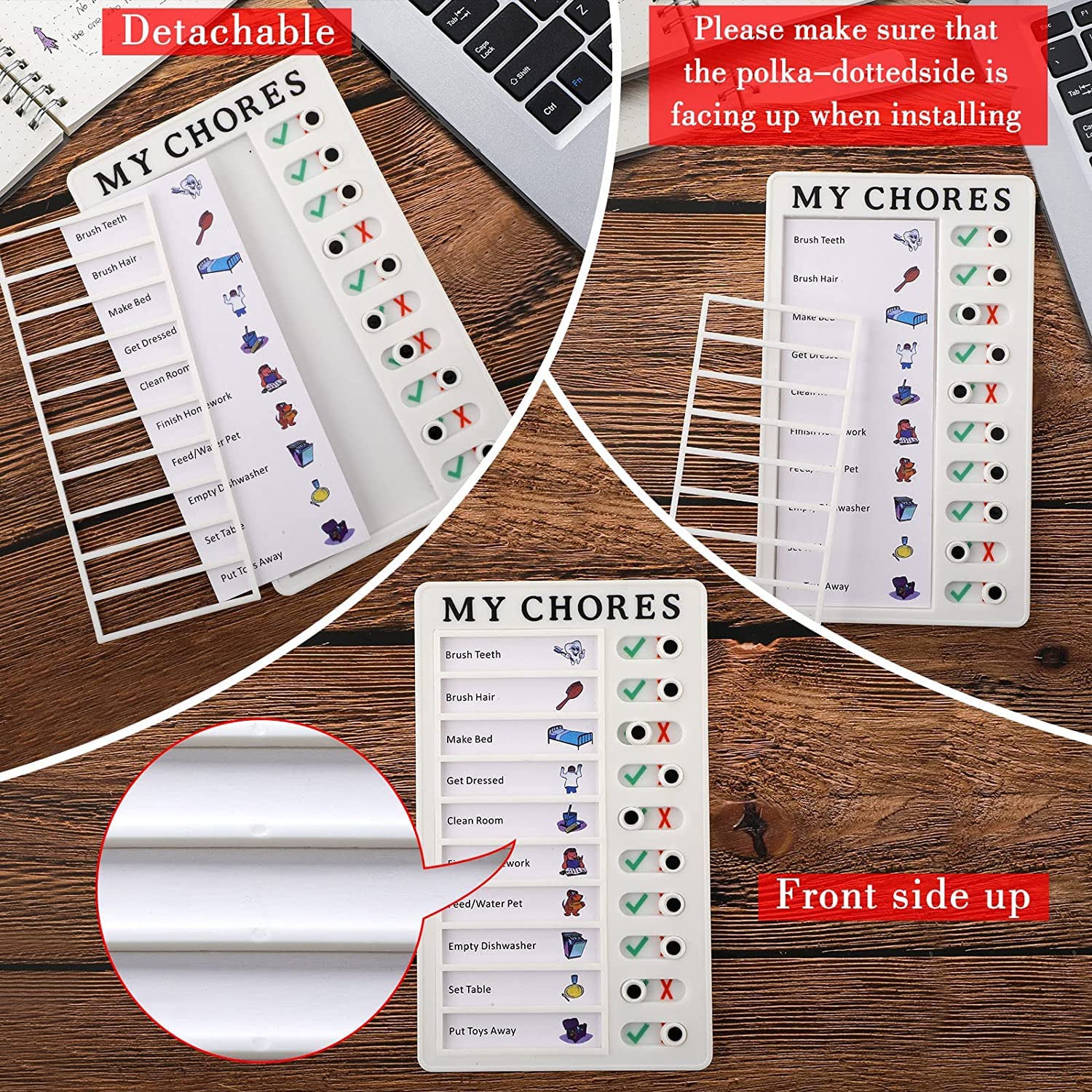 Wukusy 20x12cm portable My Chores home note board for planning and reminders, featuring colorful magnets and writing surface.