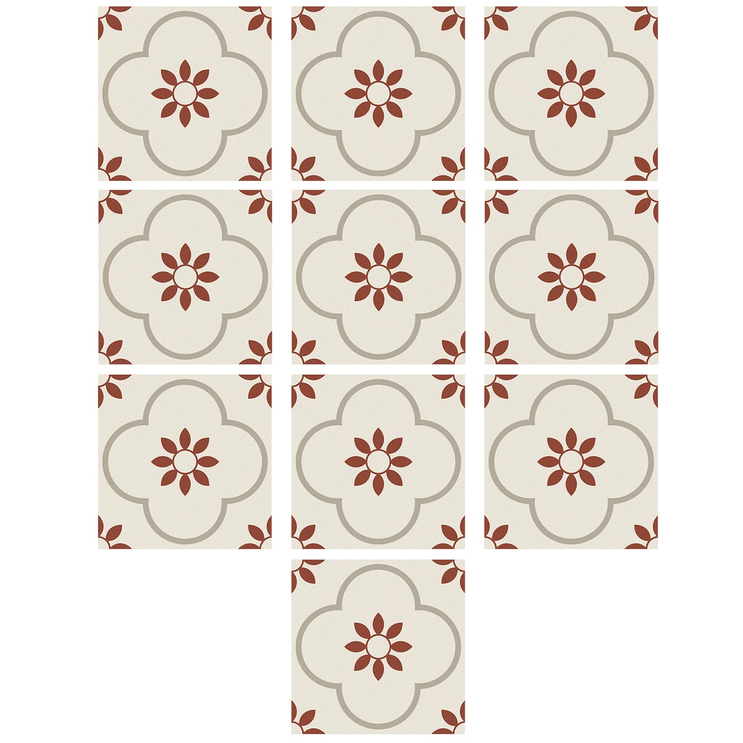 Wukusy peel and stick floor tiles for kitchen and bathroom, waterproof 8x8 inch DIY wall decoration tiles, 10-piece set.