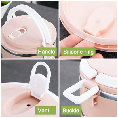 Wukusy 2871 multi-layer stainless steel hot lunch box with four compartments, suitable for home and kitchen use.