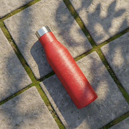 Red stainless steel water bottle by Wukusy, 1000ml capacity, with a sleek, insulated design and secure screw-top lid.