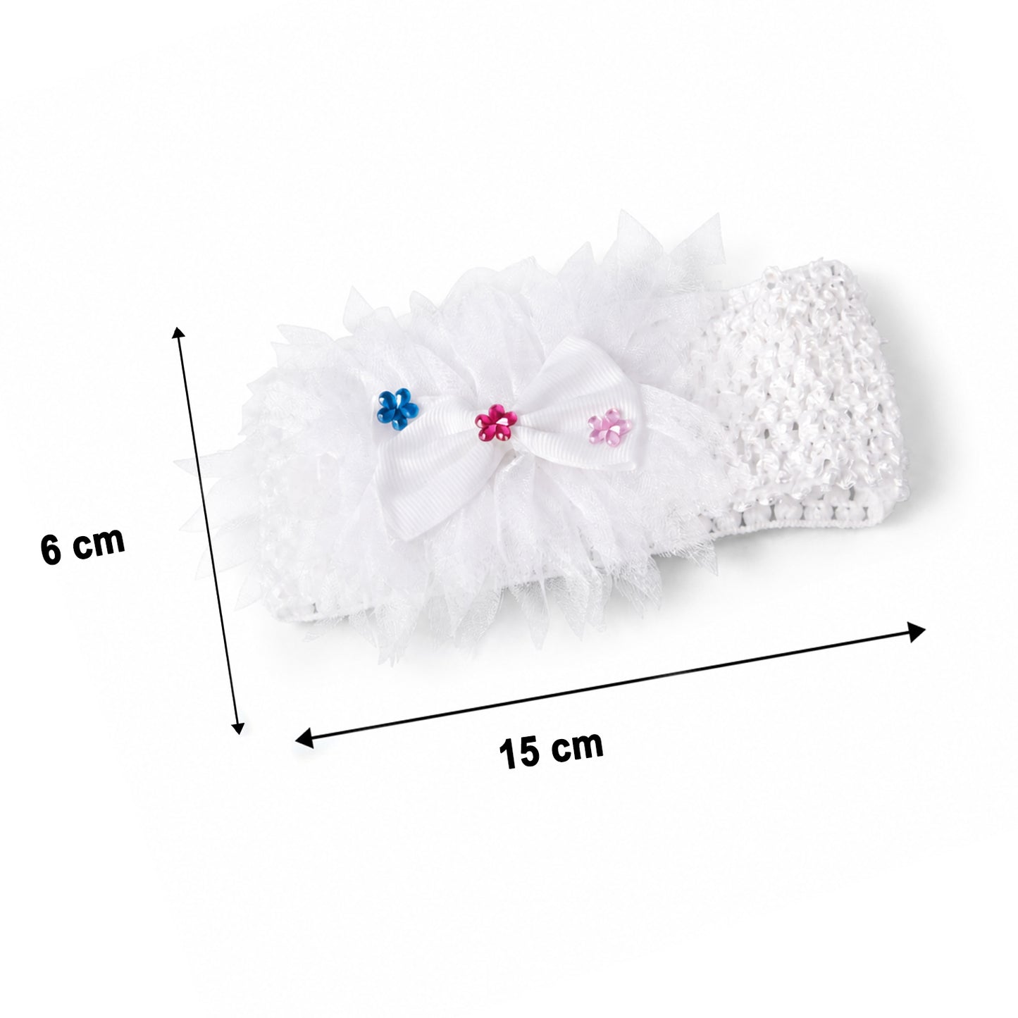 Soft elastic floral baby headband by Wukusy, stretchable and stylish hair accessory for infants, with colorful floral pattern.