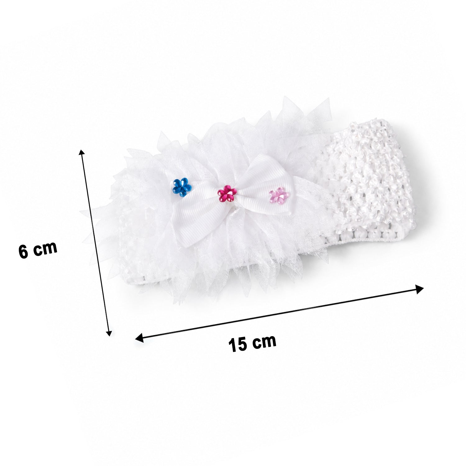 Soft elastic floral baby headband by Wukusy, stretchable and stylish hair accessory for infants, with colorful floral pattern.