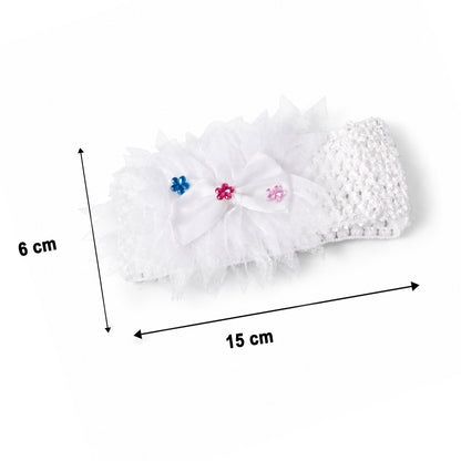 Soft elastic floral baby headband by Wukusy, stretchable and stylish hair accessory for infants, with colorful floral pattern.