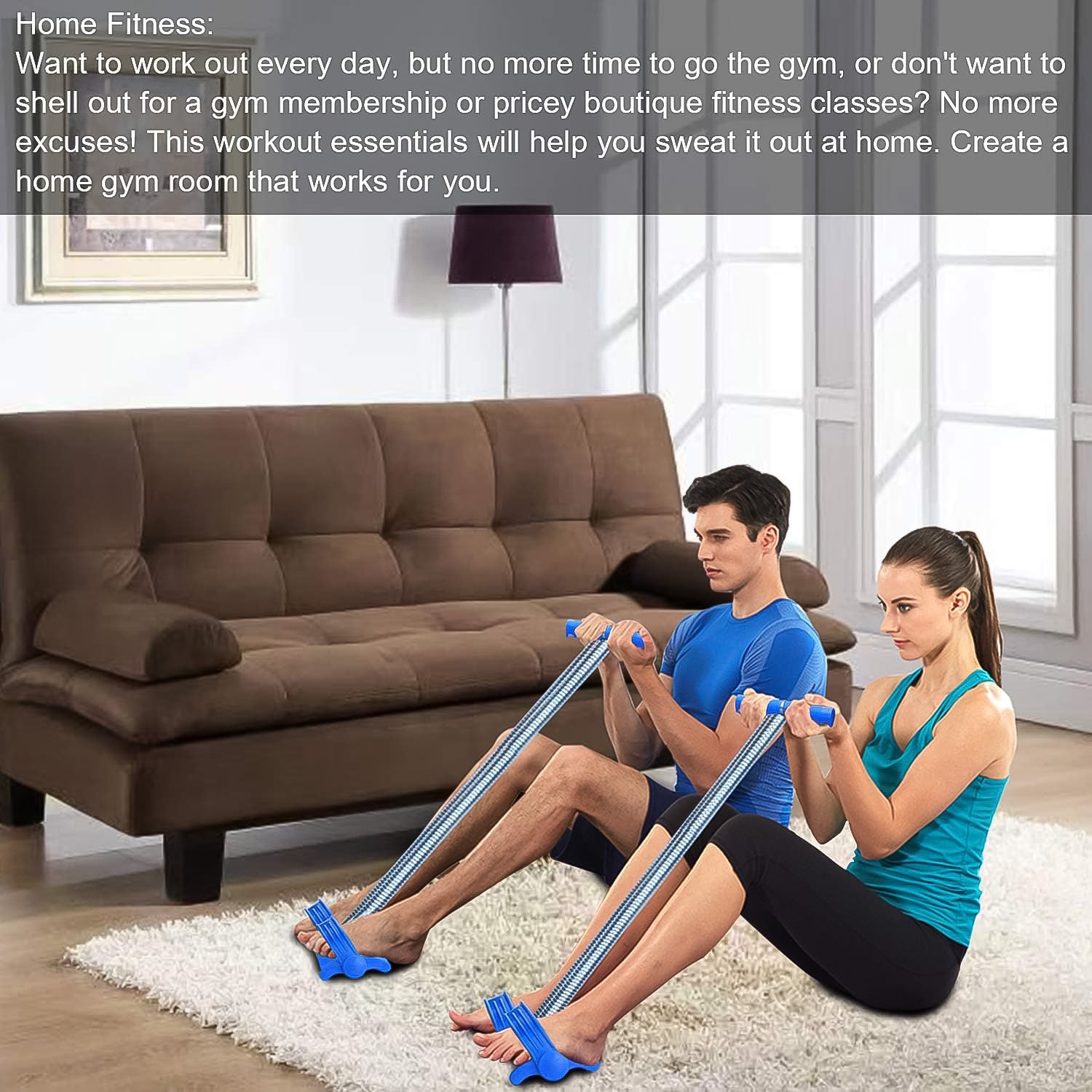 Wukusy spring tension resistance band exercise strap with single spring for strength training and physical therapy workouts.