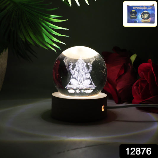 Wukusy 3D crystal ball lamp for bedroom decor, featuring a glowing 3D night light with intricate glass design for home ambiance.