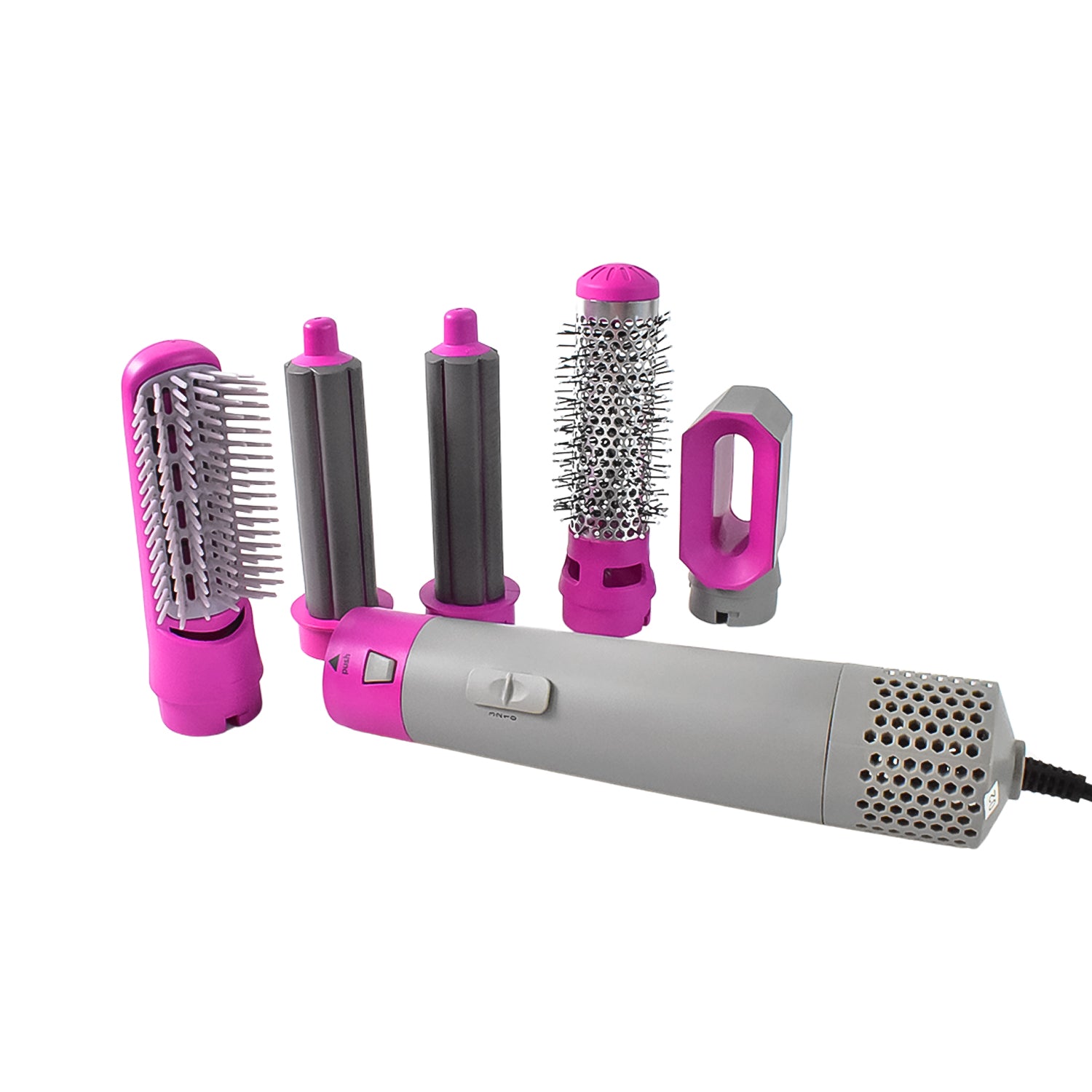 Wukusy 5-in-1 hair dryer brush and hot air styler with multifunctional design for smooth, shiny hair styling.