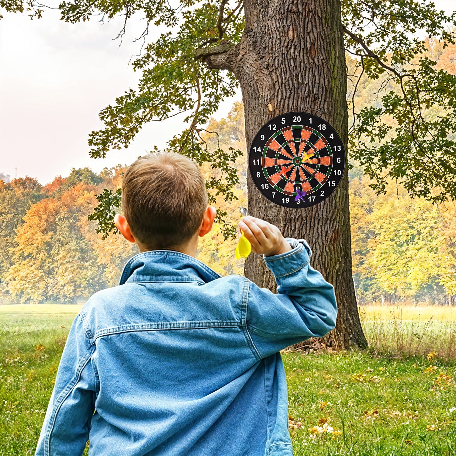 Wukusy Classic Magnetic Dartboard Game Set with colorful darts and magnetic surface for safe, fun indoor play