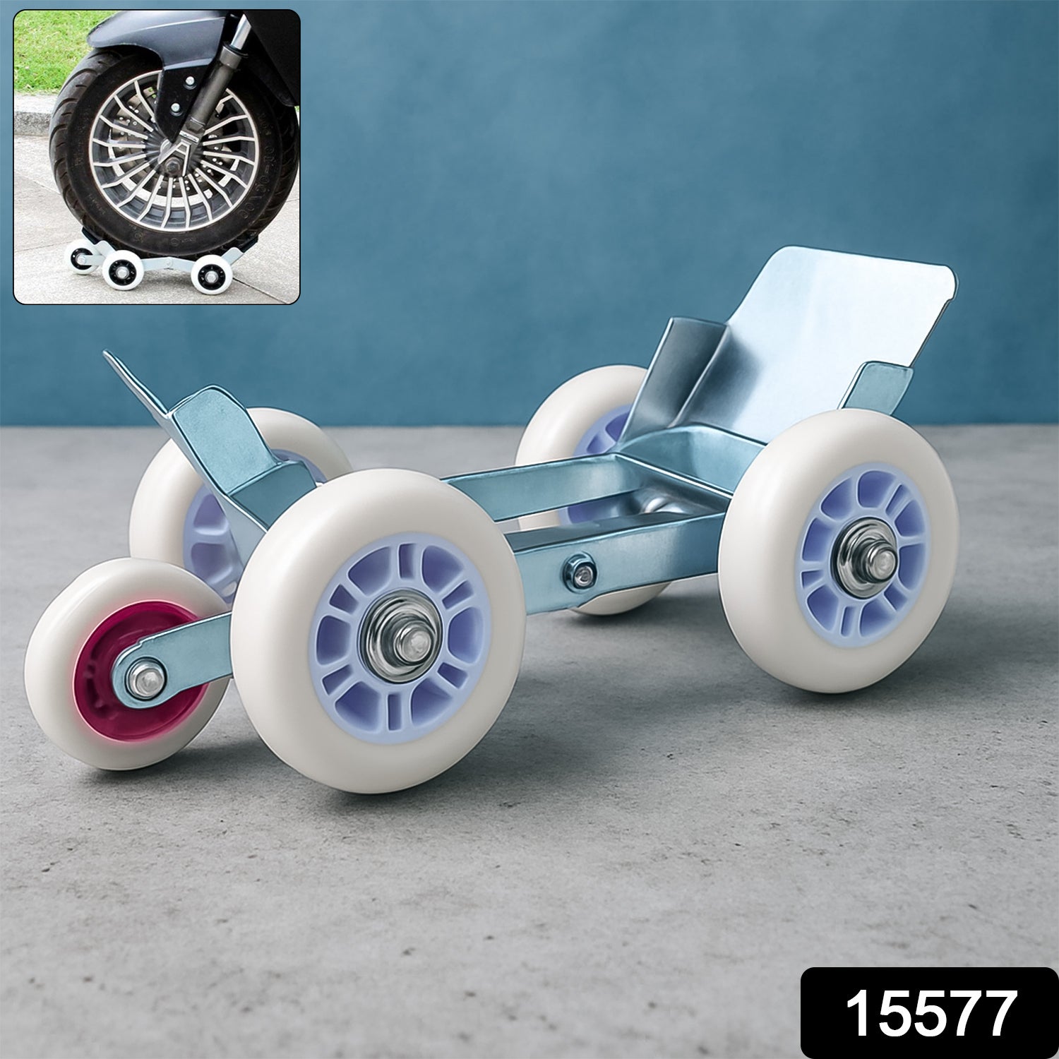 Wukusy 5-wheel emergency bike wheel puller trolley, heavy-duty hardware tool for bike wheel removal and maintenance.