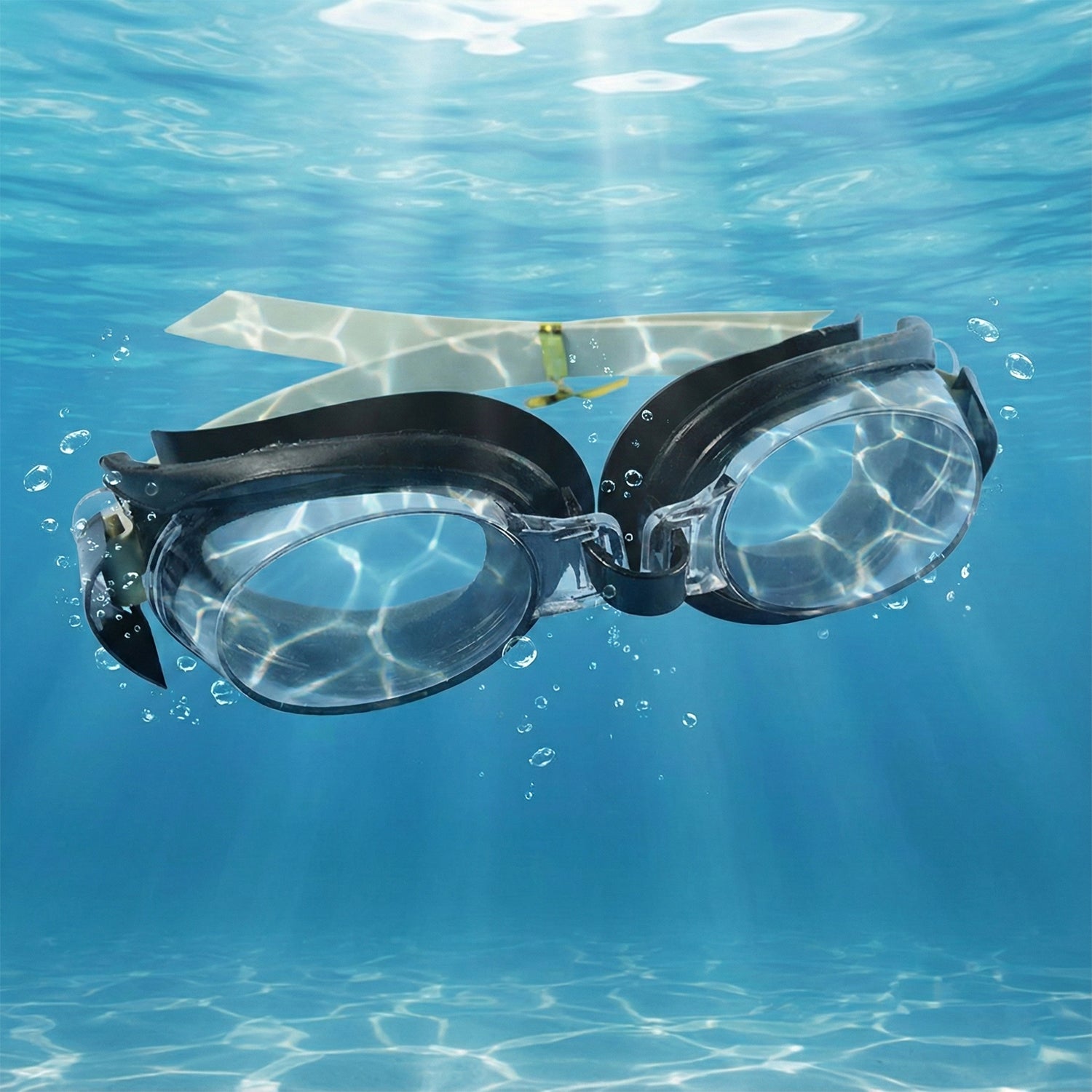Wukusy UV protection swimming goggles with clear lenses and adjustable strap, designed for comfortable eye protection during swimming.