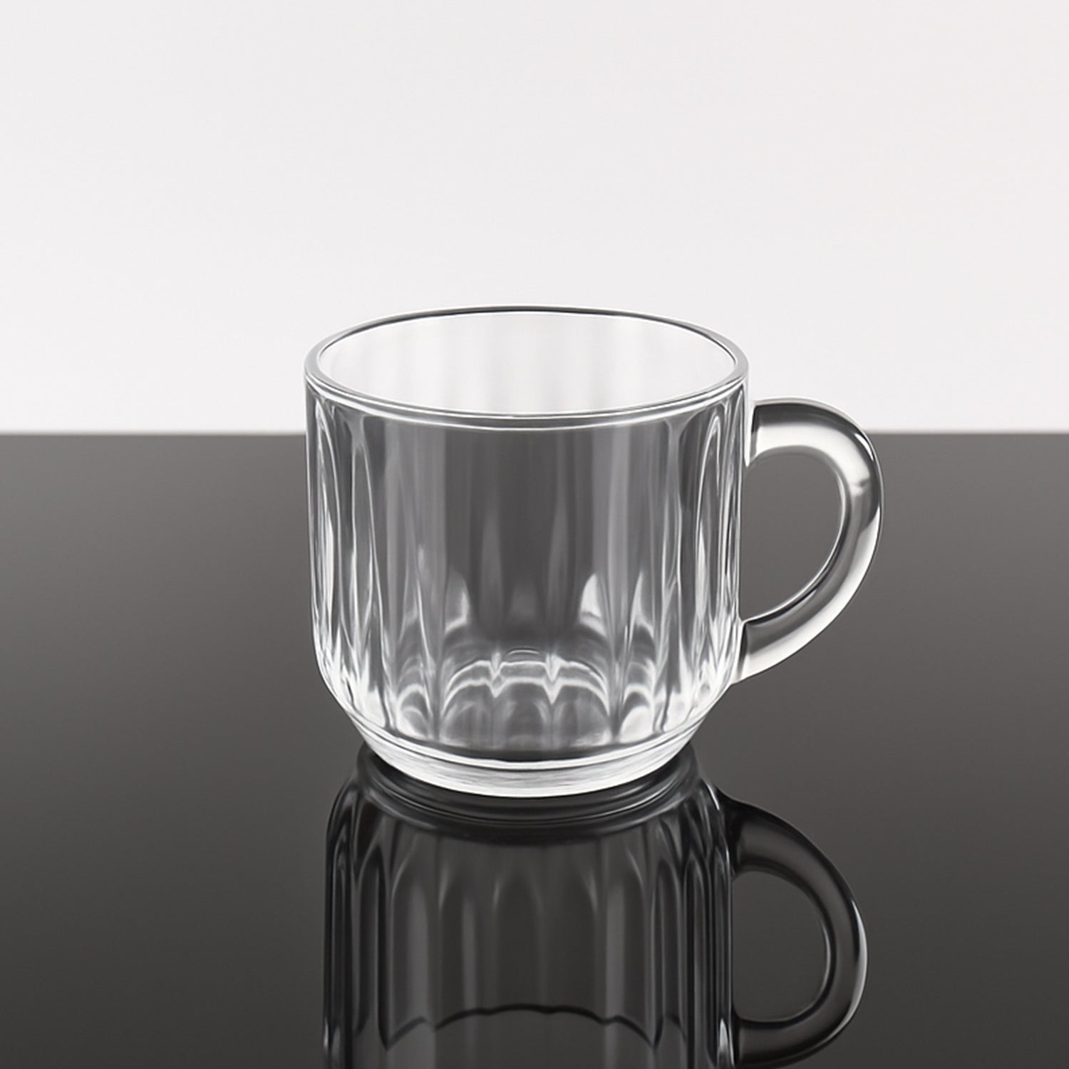 Set of 6 unbreakable transparent plastic tea cups by Wukusy, showing clear cups with smooth rounded edges on a white background.
