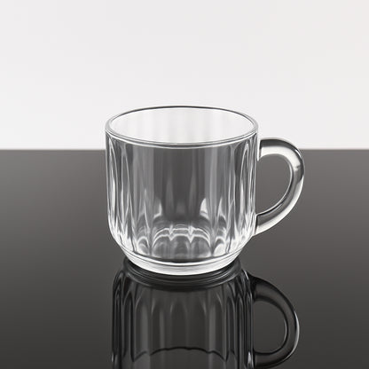 Set of 6 unbreakable transparent plastic tea cups by Wukusy, showing clear cups with smooth rounded edges on a white background.