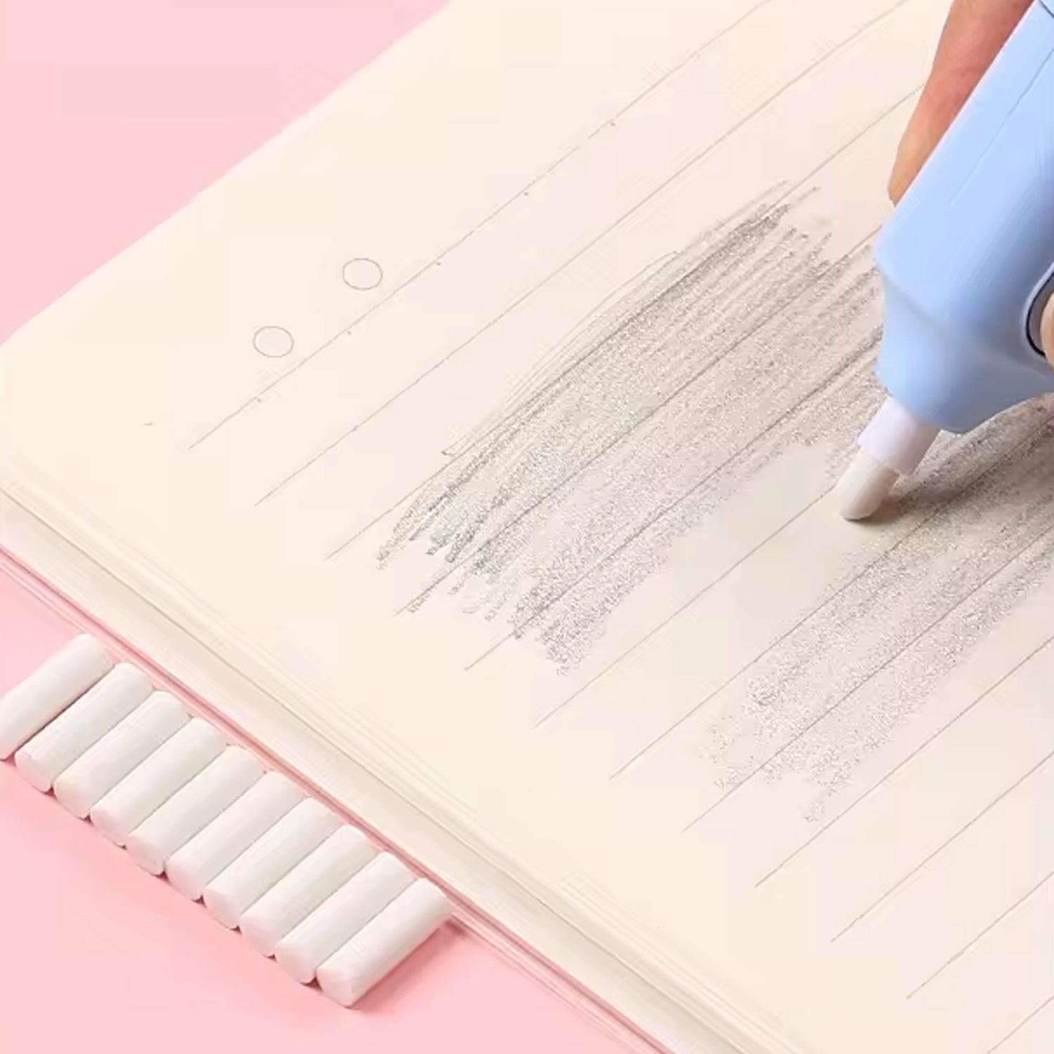 Wukusy electric eraser kit with automatic battery-operated eraser and 10 refills, suitable for drawing, sketching, and drafting.