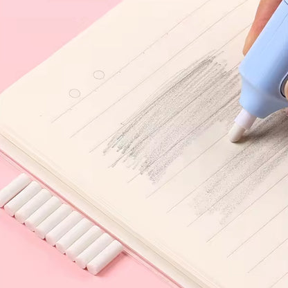 Wukusy electric eraser kit with automatic battery-operated eraser and 10 refills, suitable for drawing, sketching, and drafting.