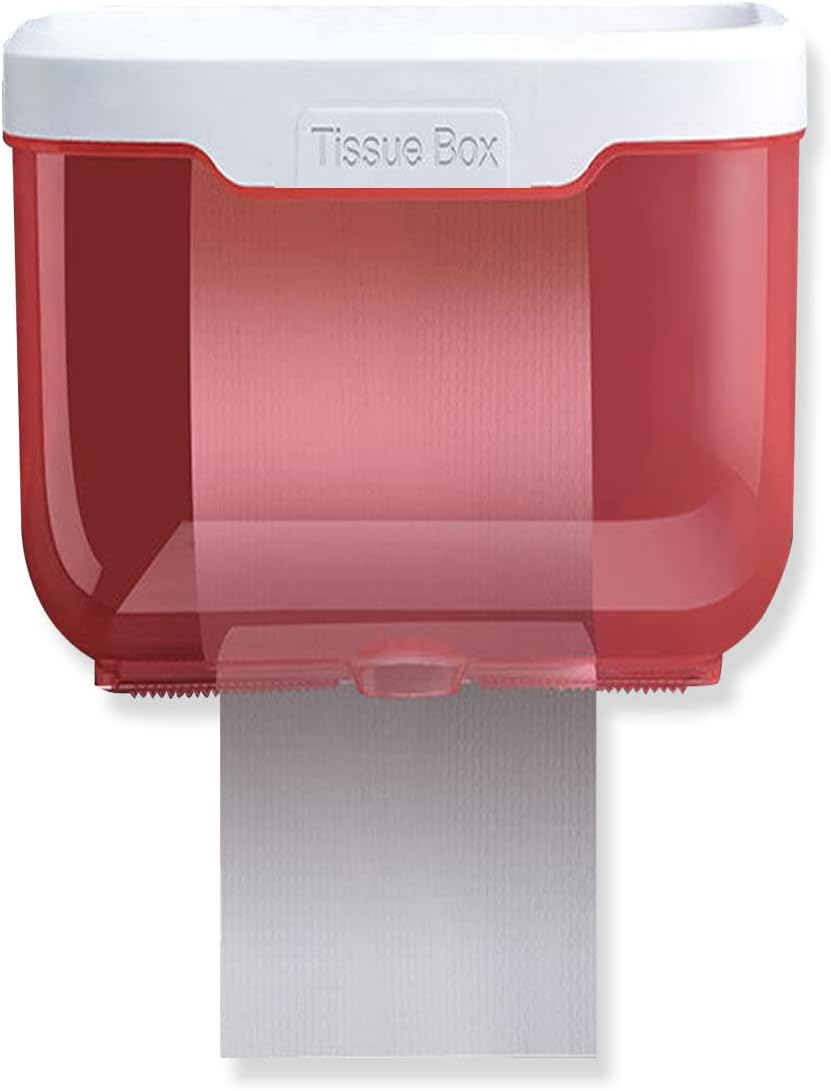 Wukusy 2-in-1 bathroom tissue box and phone holder mounted on wall with hook, waterproof, self-adhesive, punch-free design
