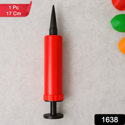 Wukusy manual dual handheld balloon air pump, 17 cm, shown with two nozzles for inflating balloons efficiently