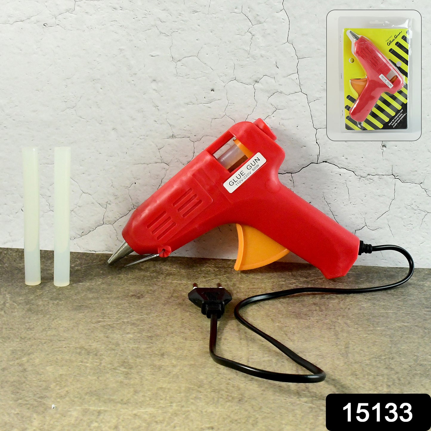 Wukusy professional 60W hot melt glue gun with on/off switch and glue stick, suitable for office and crafting projects.