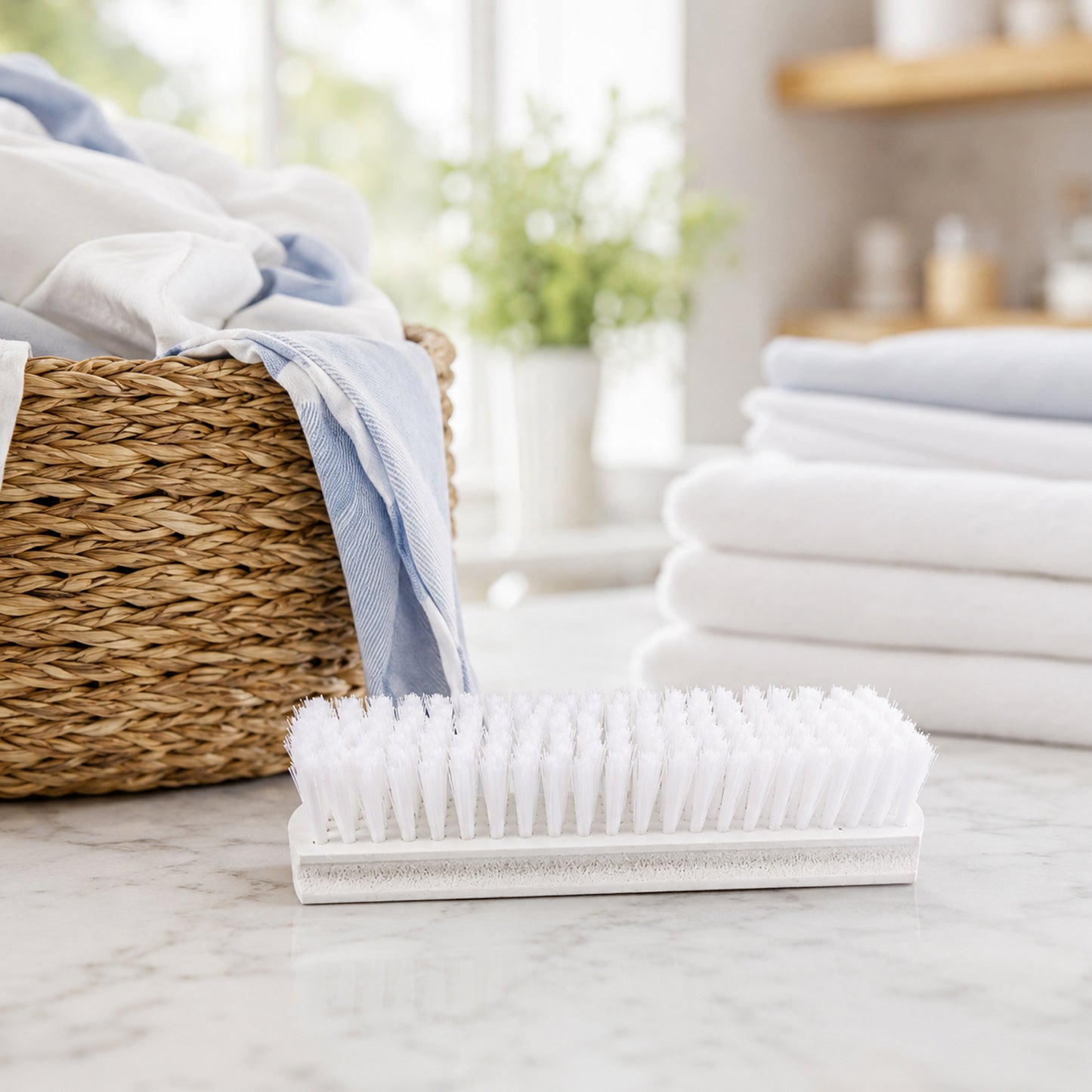 Wukusy Veepee Hard Golden Cloth Wash Brush with wooden handle, designed for scrubbing and cleaning surfaces effectively.