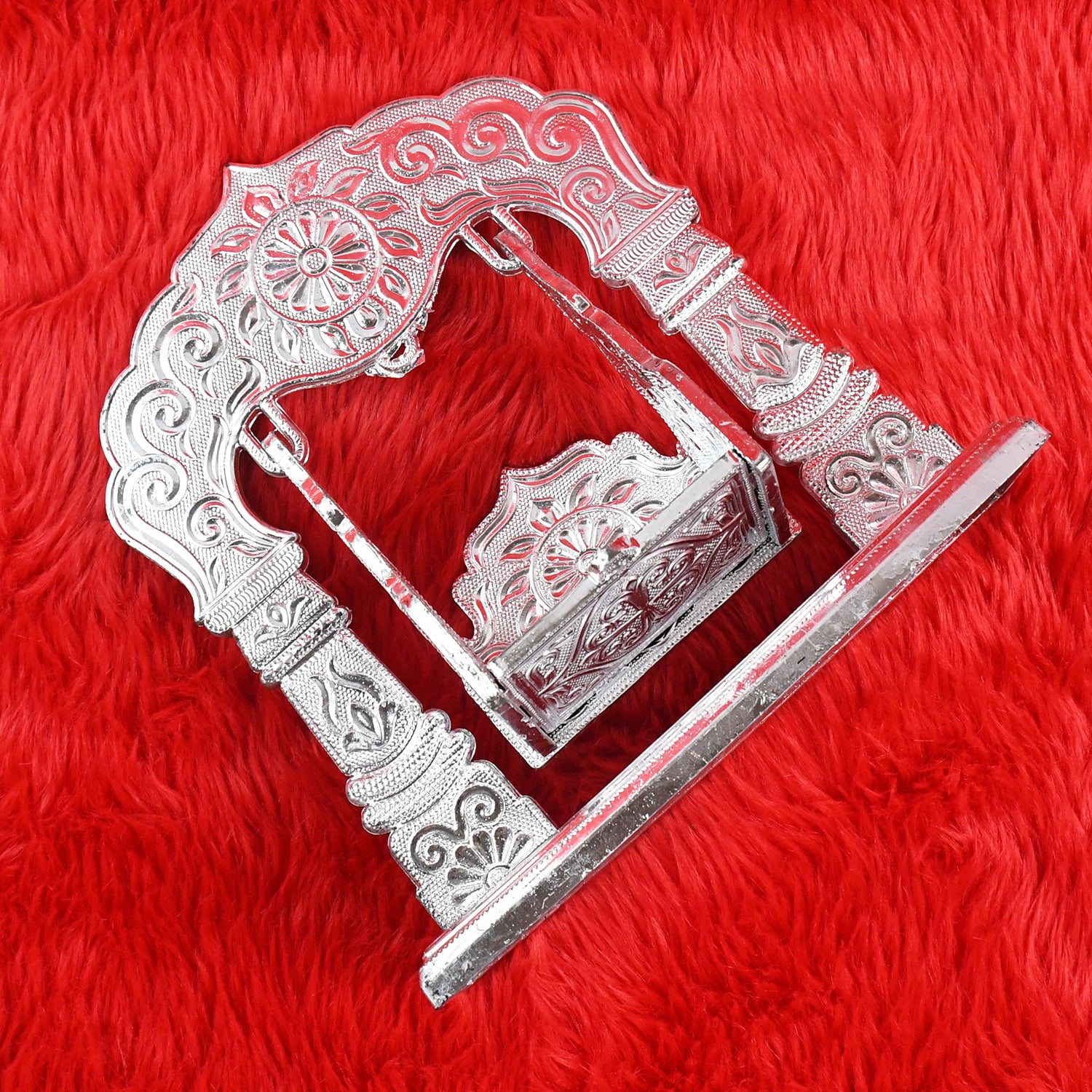 Wukusy Shreeji Bal Gopal Jhula, 1-piece, handcrafted wooden swing for deity idol, with intricate design and traditional craftsmanship.