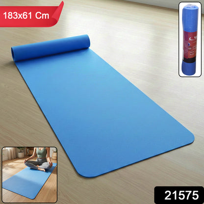 Wukusy premium non-slip yoga mat laid out on a wooden floor, suitable for home or gym yoga practice.
