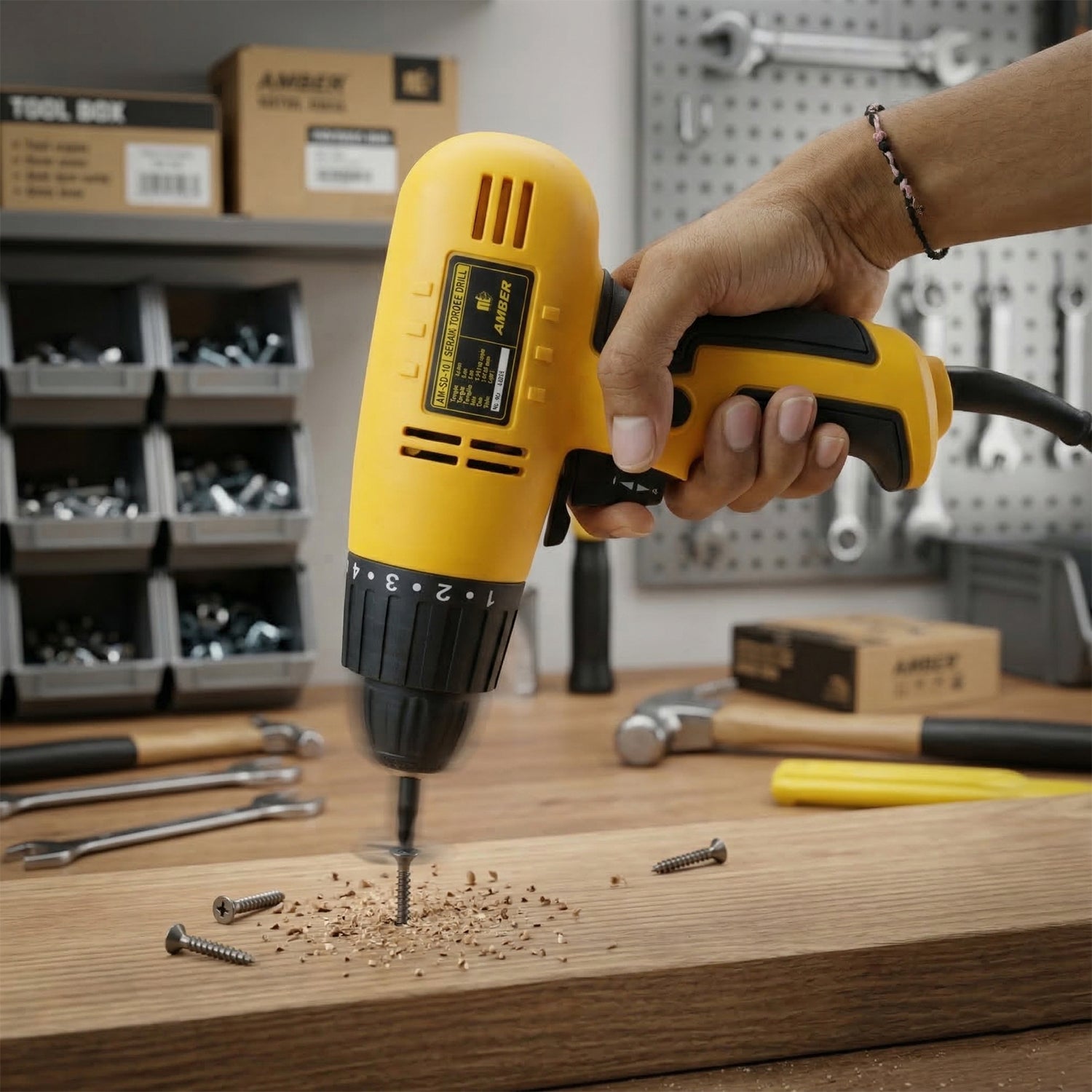 Wukusy high performance electric drill machine with 280W power, shown in a close-up image highlighting its design and grip.
