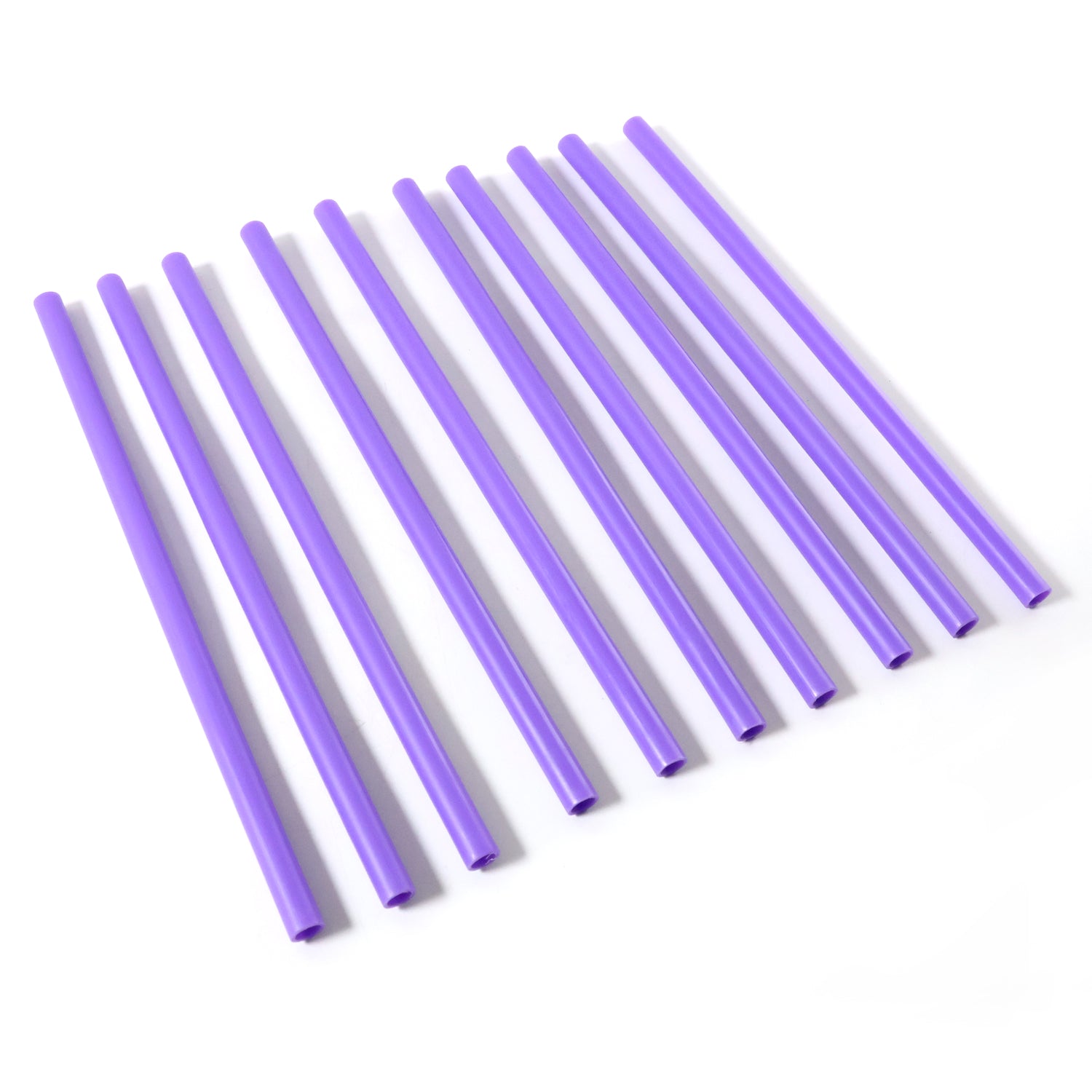 Set of 10 reusable plastic drinking straws by Wukusy, colorful and eco-friendly, displayed in a clear container.