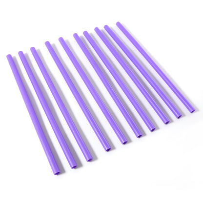 Set of 10 reusable plastic drinking straws by Wukusy, colorful and eco-friendly, displayed in a clear container.