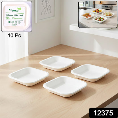 Set of two disposable square food serving trays from Wukusy, ideal for catering and parties, made of lightweight, durable material.