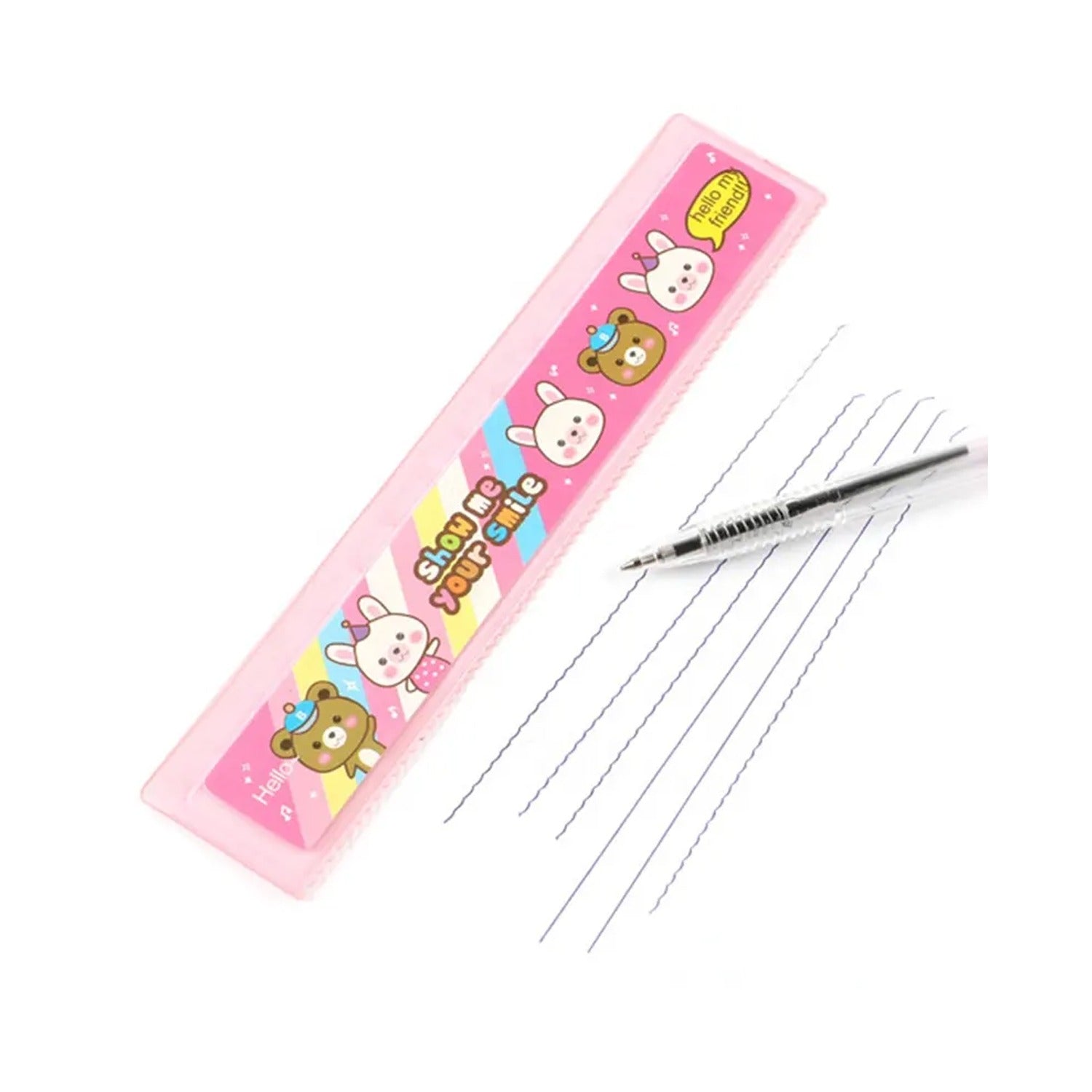 Wukusy 10-piece stationery set including pencils, ruler, sharpener, glue, ballpoint pen, scissors, and pencil covers for school or office